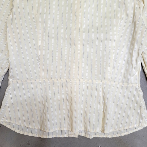 ITALIAN FABRIC Adorable Stripe Peplum Blouse with Pearl Buttons Size M - Picture 10 of 11
